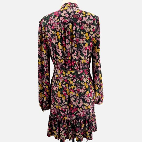Lauren Ralph Lauren Floral Stretch Jersey Surplice Button Down Long Sleeve Dress - Picture 4 of 12